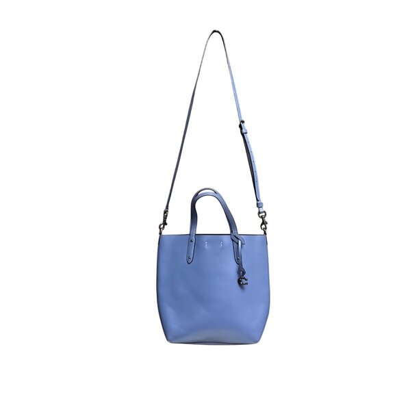 Coach Central Shopper Tote Blue Leather Bag Detachable Strap & Charm 78217 - Picture 1 of 10